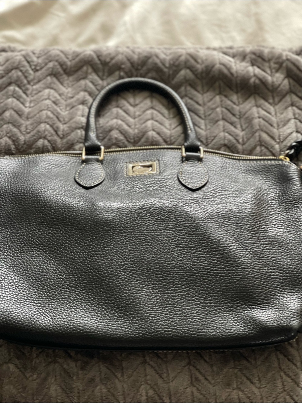 Black Leather Top-Handle Women's Satchel